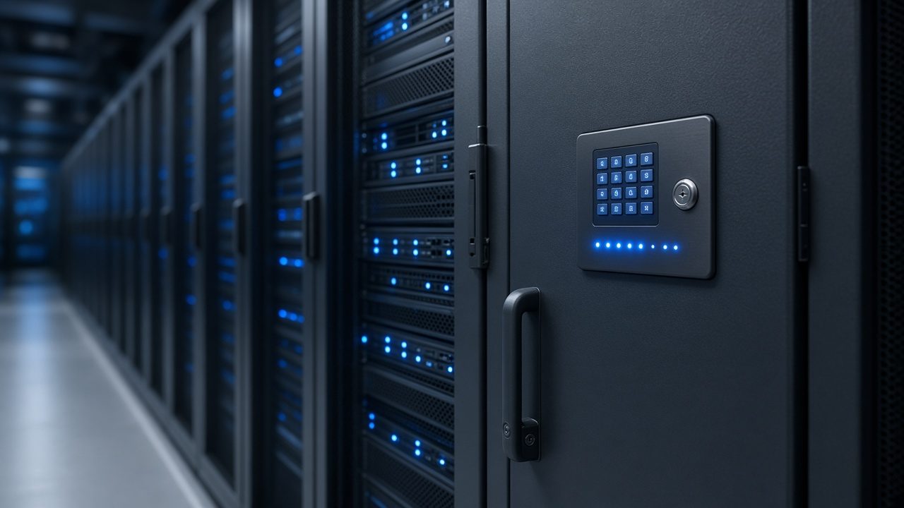 Locked server cabinets in a data centre